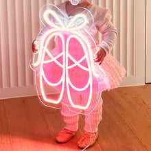 Load image into Gallery viewer, little-girl-holding-neon-sign-pair-of-pink-and-ballet-slippers
