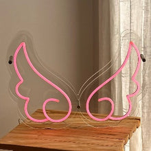 Load image into Gallery viewer, clear-acrylic-angel-wing-shape-neon-table-light
