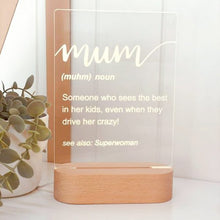 Load image into Gallery viewer, MUM-definition-etched-acrylic-night-light-white
