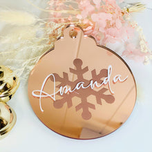 Load image into Gallery viewer, personalised name bauble, Christmas Decorations Australia 2021,  Custom name mirror acrylic bauble, Personalised Christmas Decoration, Custom Name Christmas Bauble, Christmas Ornament, Custom Name Christmas Decoration, 

