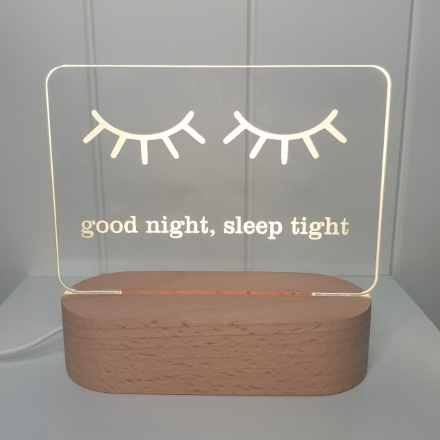 good night sleep tight LED light, night light, nightlight, kids bedroom lamp, kids light, The Night Light Co Australia