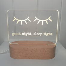 Load image into Gallery viewer, good night sleep tight LED light, night light, nightlight, kids bedroom lamp, kids light, The Night Light Co Australia
