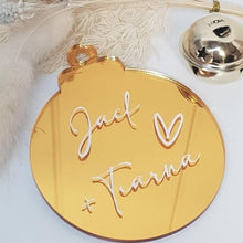 Load image into Gallery viewer, personalised Name Christmas Bauble, Christmas Decoration Gold Mirror, Personalised Christmas Decoration, Custom Name Christmas Bauble, Christmas Ornament, Custom Name Christmas Decoration
